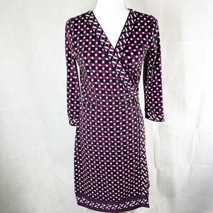Purple Geo Wrap-Style Women's Dress